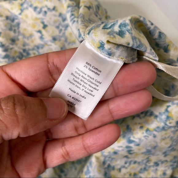 Talbots Stretch Yellow Green Floral Tie Waist Sleeveless Top - Picture 7 of 7